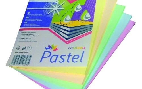 Papír barevný pastel. A4, mix barev, 5x50listů Tovární Cena