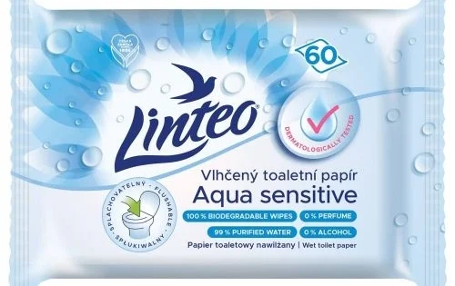 Expresní Doručení Papír toaletní Linteo Aqua Sensitive, vlhčený, 60ks