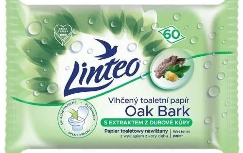 Sezónní Sleva Papír toaletní Linteo, vlhčený, dubová kůra, 60ks