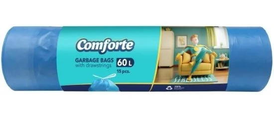 Cenová Bomba Pytel naodpad Comforte 60l, 15mic, zatahov., 15ks, modrý