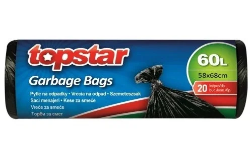 Pytel naodpadky Topstar 58x 68cm, 60l, černý, 20ks Výhodná Nabídka