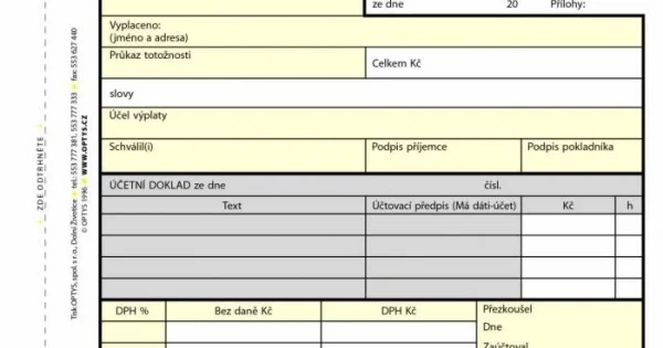 Tiskopis Výdajový pokladní doklad, A6, samopropisov., OPTYS Nejlepší Volba