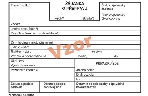 Akce Tiskopis Žádanka opřepravu osob - nákladu, A6, 100l. SEVT