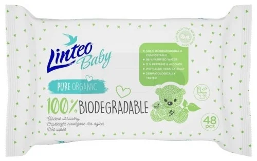 Přímo Od Výrobce Ubrousky dětské vlhčené Linteo Baby Biodegradable, 48ks