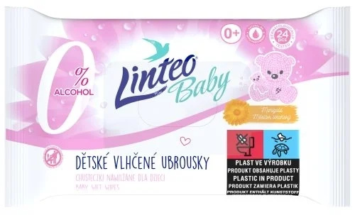 Autentický Ubrousky dětské vlhčené Linteo Baby, měsíček lékařský, 24ks