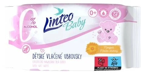 Novinka Ubrousky dětské vlhčené Linteo Baby, měsíček lékařský, 72ks