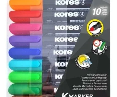 Sleva Značkovač Kores K-Marker permanentní, kulatý, sada 10ks