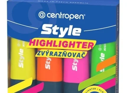 Akce Zvýrazňovač Centropen Style 6252 Fluo, sada 4barvy