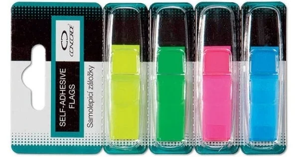 Záložky samolep. průhledné, 12x43mm (4barvy po 36líst.) Výhodná Nabídka