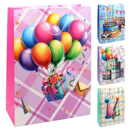 Tovární Cena Dárková taška k narozeninám 7206 velikost XL 40 x 15 x 55 cm (mix 4 vzorů)