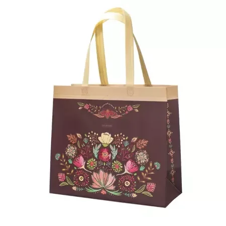 Expresní Doručení Nákupní taška z netkané textilie Floral scape 35x31 cm - zelená-krémová