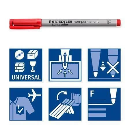 Víkendová Akce Ne-permanentní popisovač Lumocolor 316 F, 6 barev, OHP, 0,6 mm, 10 ks/balení, STAEDTLER 316 B10