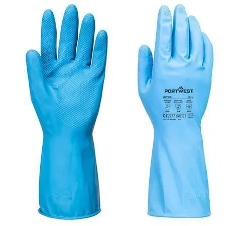 Sezónní Sleva Ochranné rukavice, modrá, latexové, pro potravinářství, vel. M, 12 párů, PORTWEST AP76BLUM ,balení 12 ks