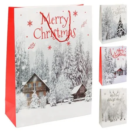 Autentický Dárková taška vánoční 2441 velikost L 30 x 12 x 42 cm (mix 4 vzorů)