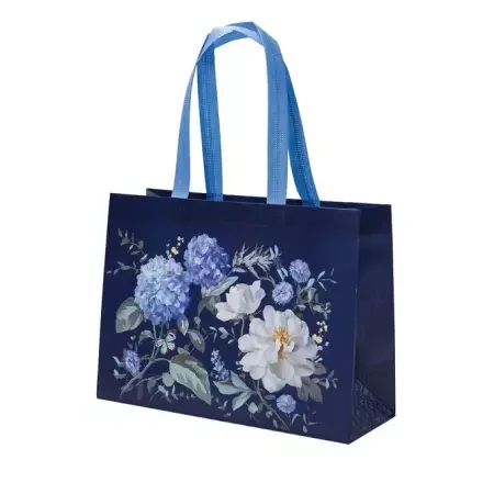 Nákupní taška z netkané textilie Spring blooms 34x25 cm - modrá Akce