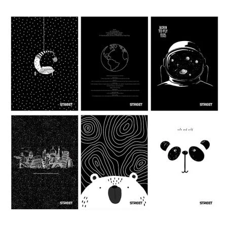 Sešit A5 54 listů Black & White linkovaný ,balení 10 ks Levný
