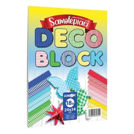 Složka dekoračního papíru - samolepící DECO BLOCK 6 barev /3 vzory (18 ks) Vysoce Kvalitní